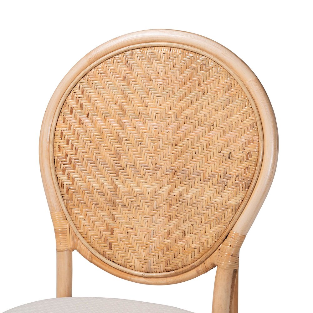 Elmer Natural Rattan Dining Chair - Handwoven Wicker Accent, Natural Brown. Picture 5