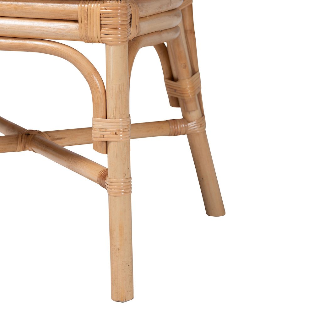 Elmer Natural Rattan Dining Chair - Handwoven Wicker Accent, Natural Brown. Picture 6