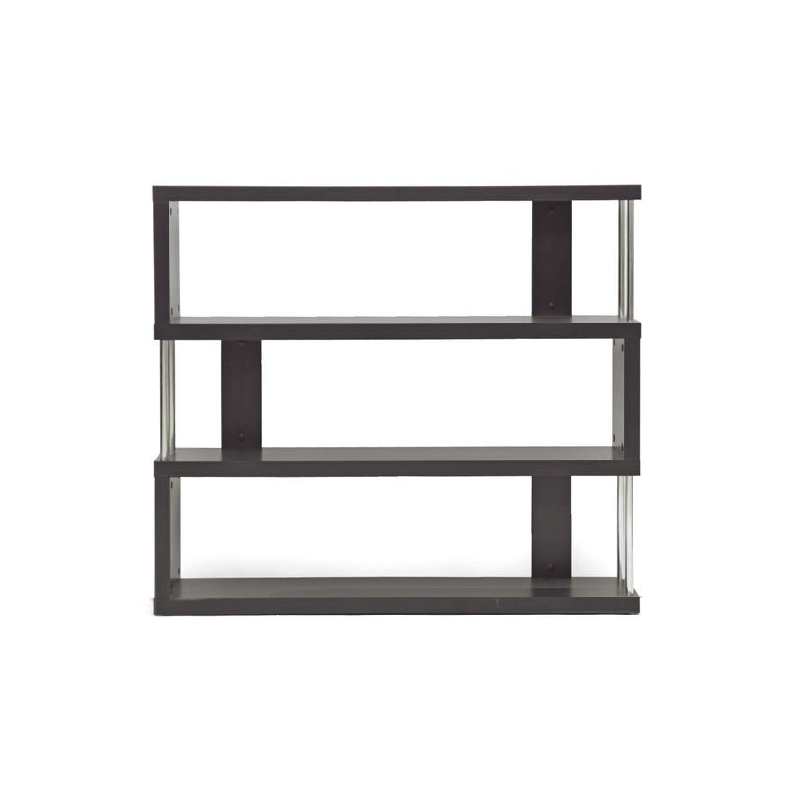 Baxton Studio Barnes Dark Brown Three-Shelf Modern Bookcase. Picture 3