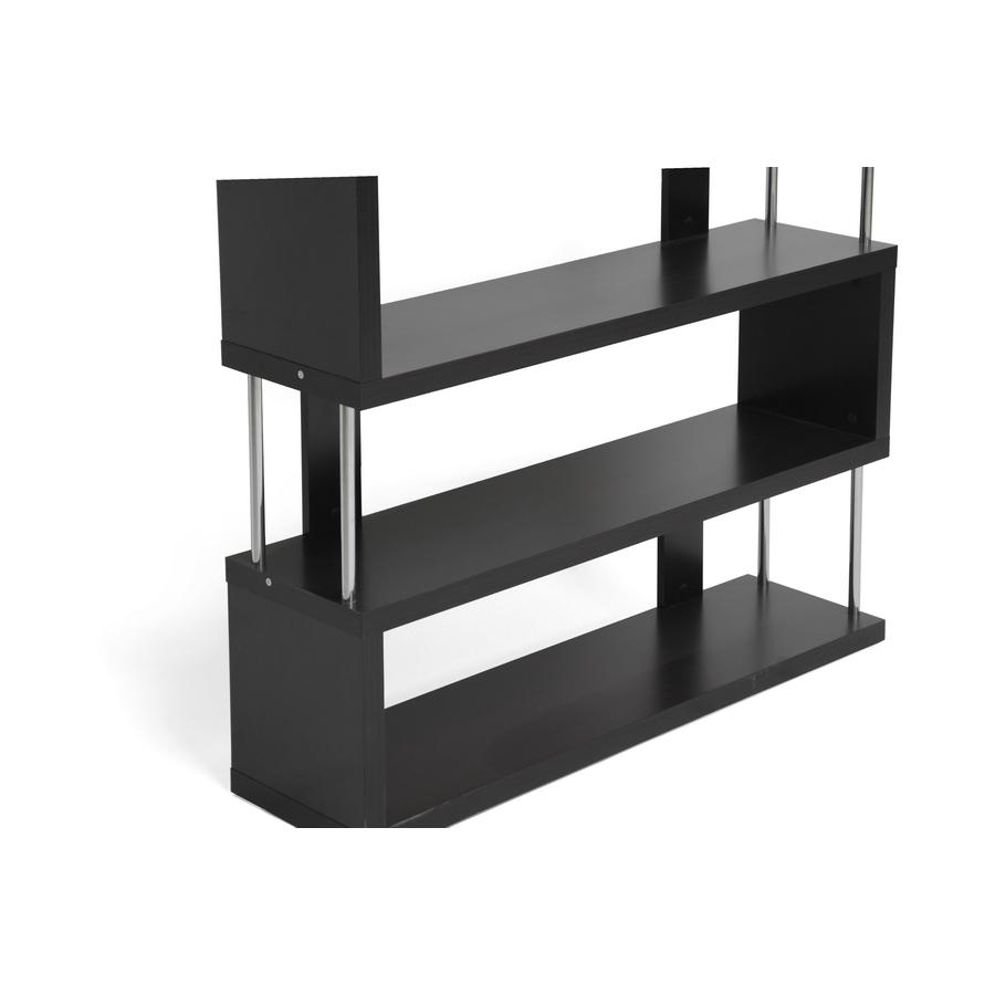 Baxton Studio Barnes Dark Brown Three-Shelf Modern Bookcase. Picture 1