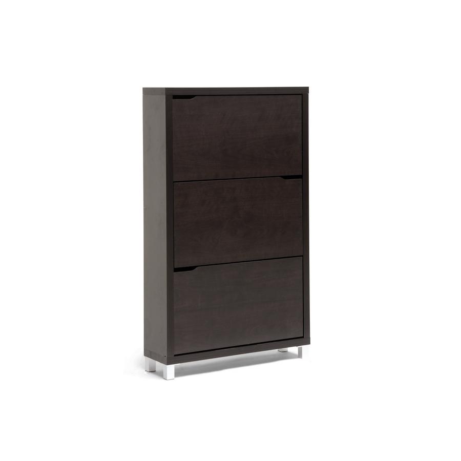 Baxton Studio Simms Dark Brown Modern Shoe Cabinet. Picture 5