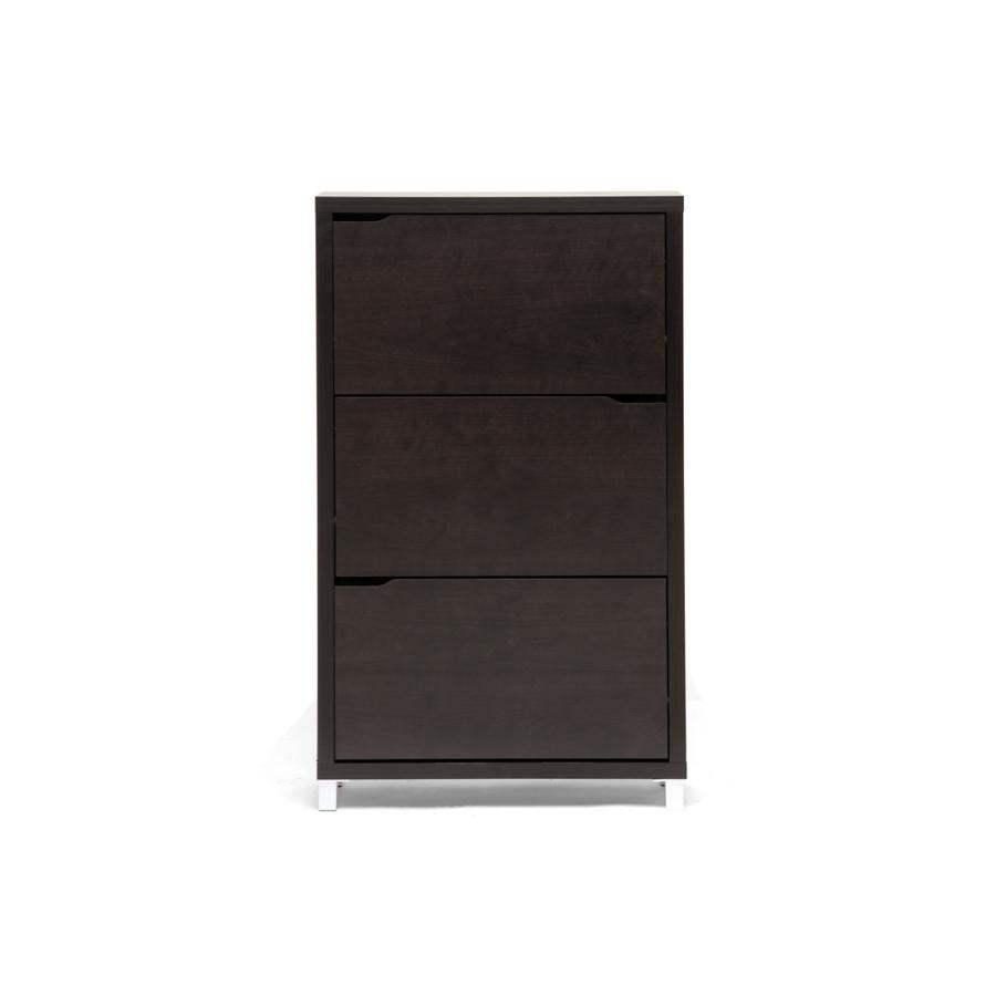 Baxton Studio Simms Dark Brown Modern Shoe Cabinet. Picture 1