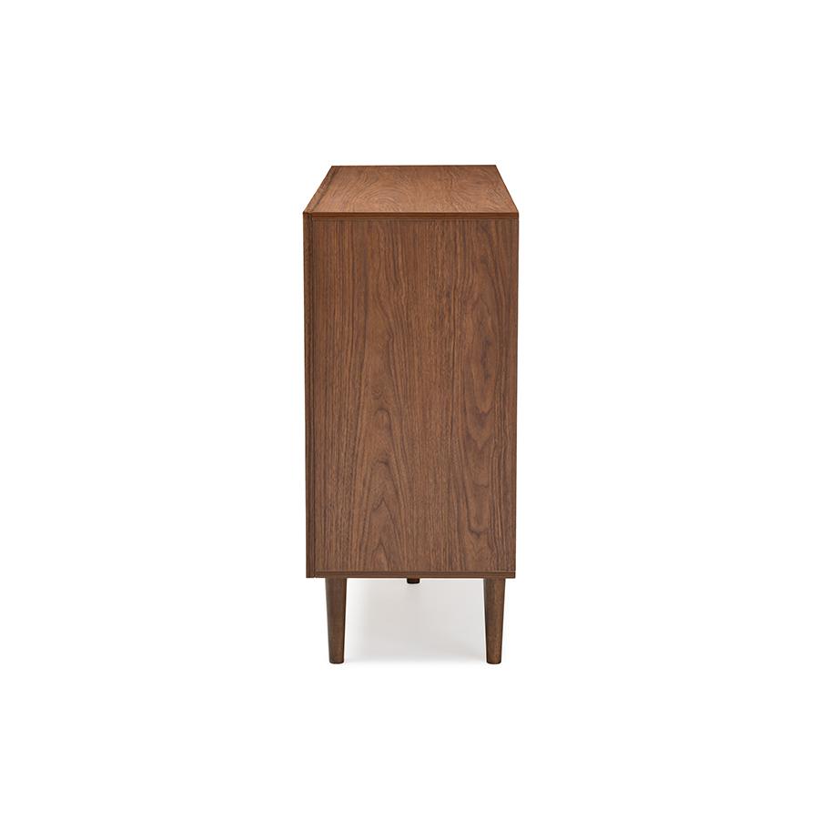 Harlow Mid-century Modern Scandinavian Style White and Walnut Wood 6-drawer Storage Dresser "Walnut" Brown/White. Picture 4