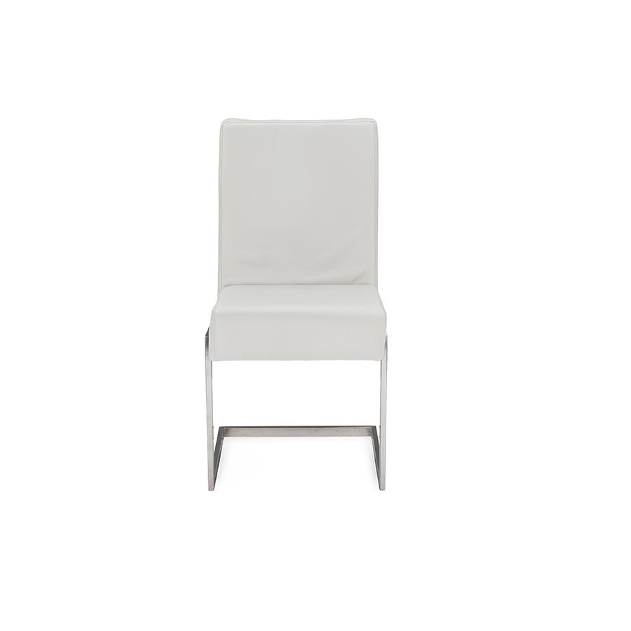 Leather Upholstered Stainless Steel Dining Chair (Set of 2). Picture 6