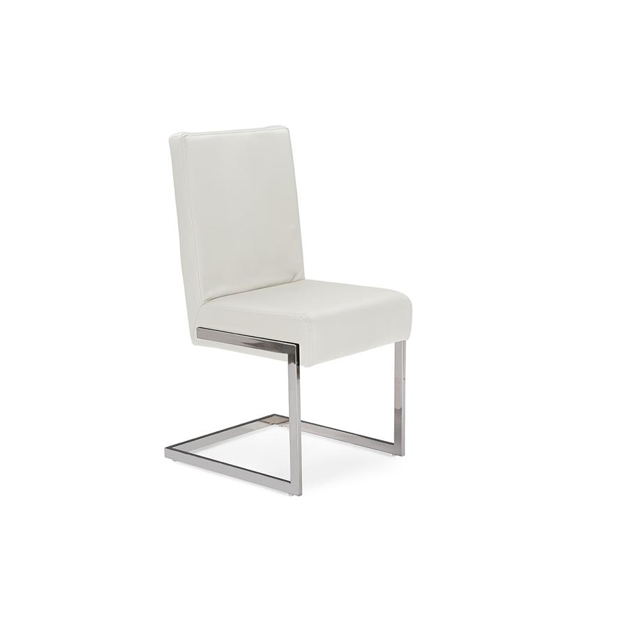Leather Upholstered Stainless Steel Dining Chair (Set of 2). Picture 1