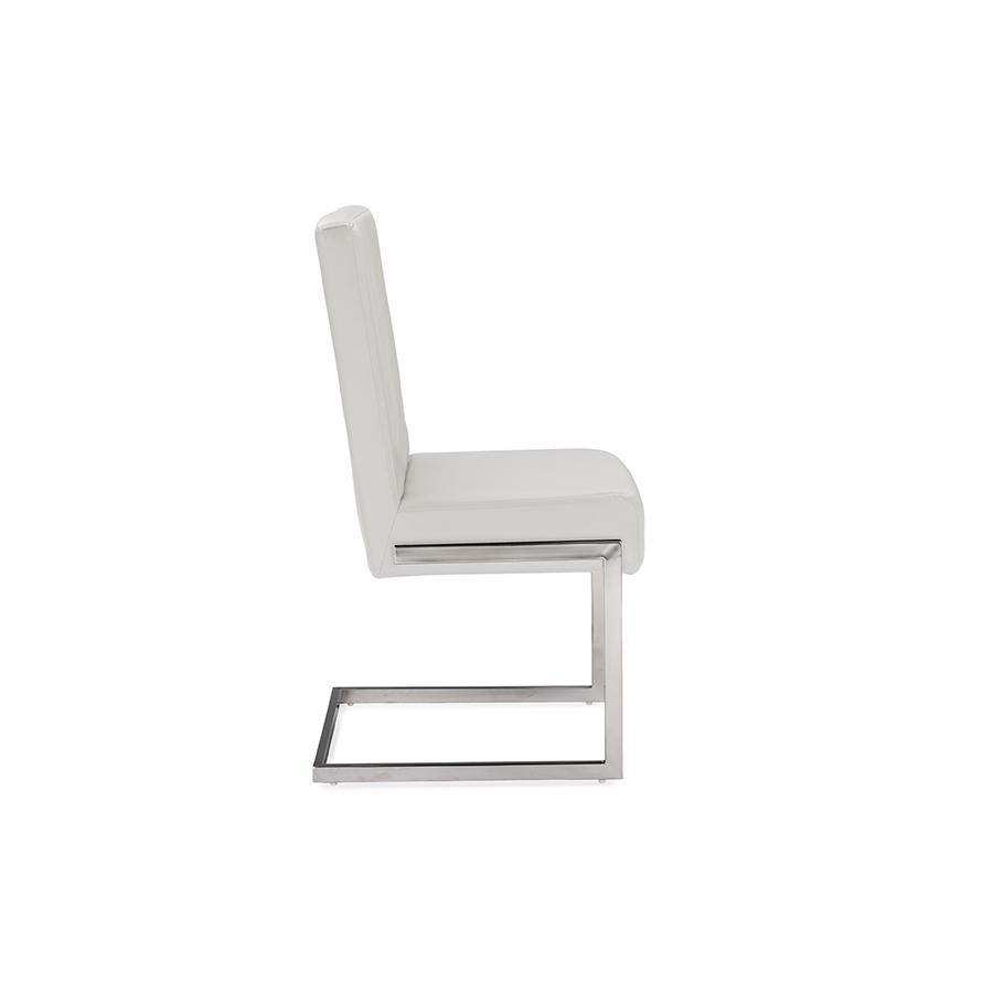 Leather Upholstered Stainless Steel Dining Chair (Set of 2). Picture 2