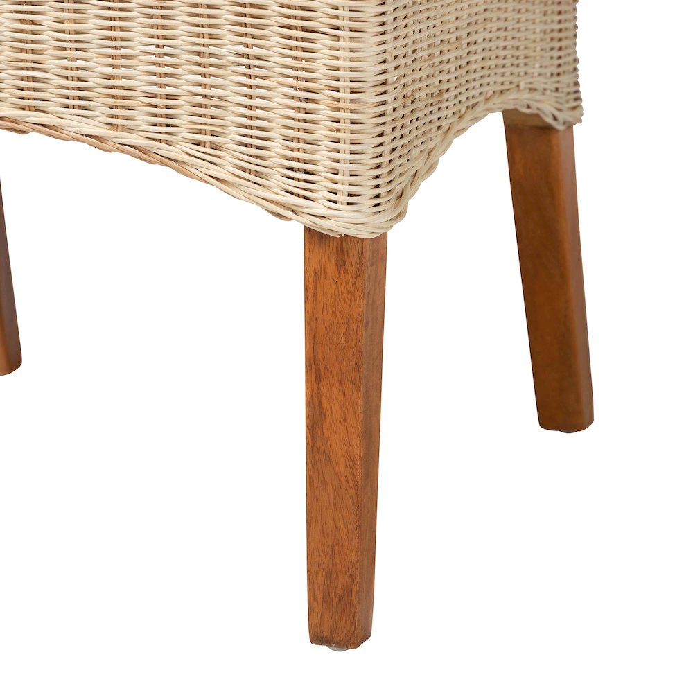 Haybourne Natural Rattan 2-Piece Dining Chair Set - Handwoven Wicker Accent. Picture 5