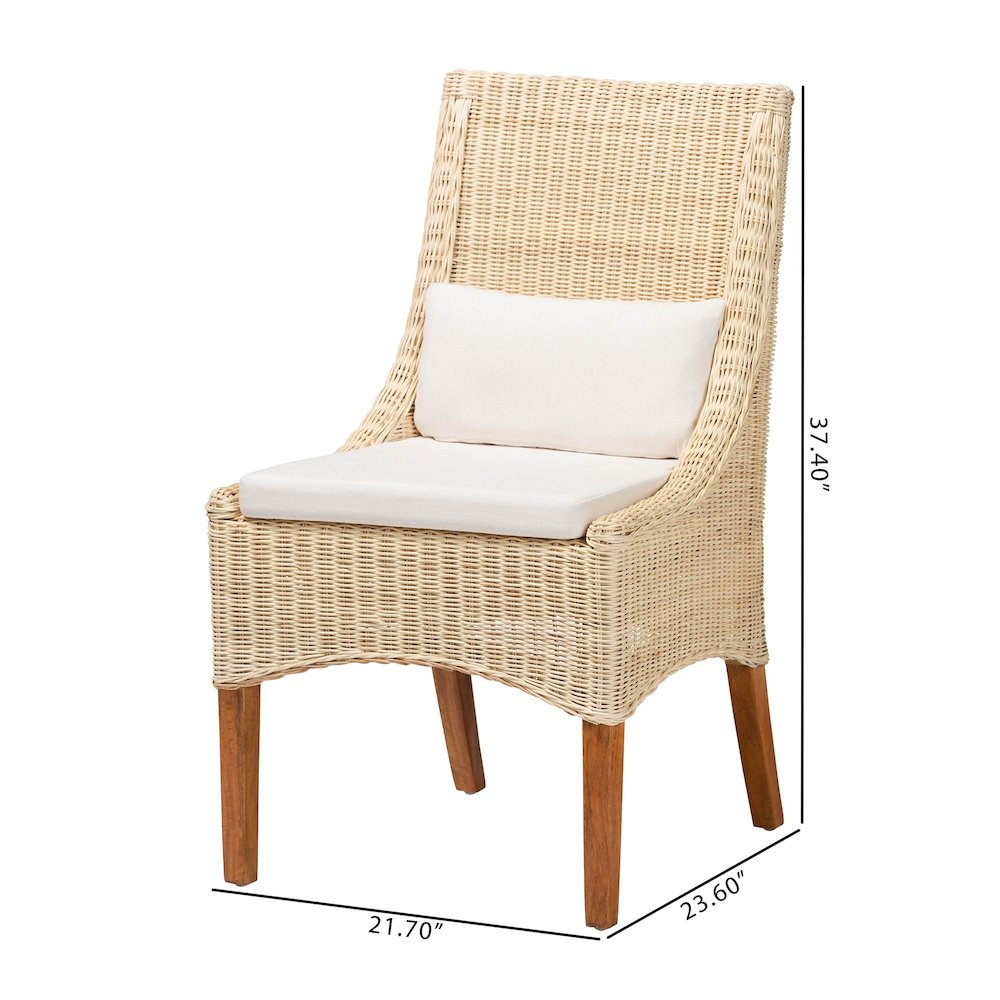 Haybourne Natural Rattan 2-Piece Dining Chair Set - Handwoven Wicker Accent. Picture 8
