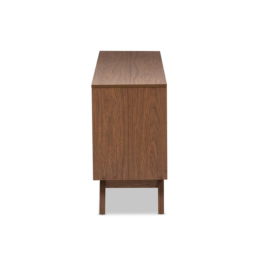 Hildon Mid-Century Modern White and Walnut Wood 6-Drawer Storage Dresser. Picture 4