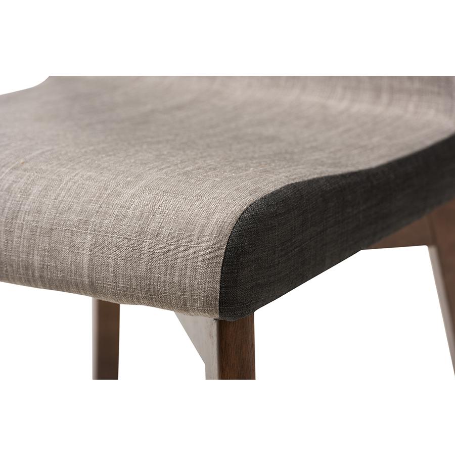 Kimberly Mid-Century Modern Beige and Brown Fabric Dining Chair (Set of 2). Picture 4