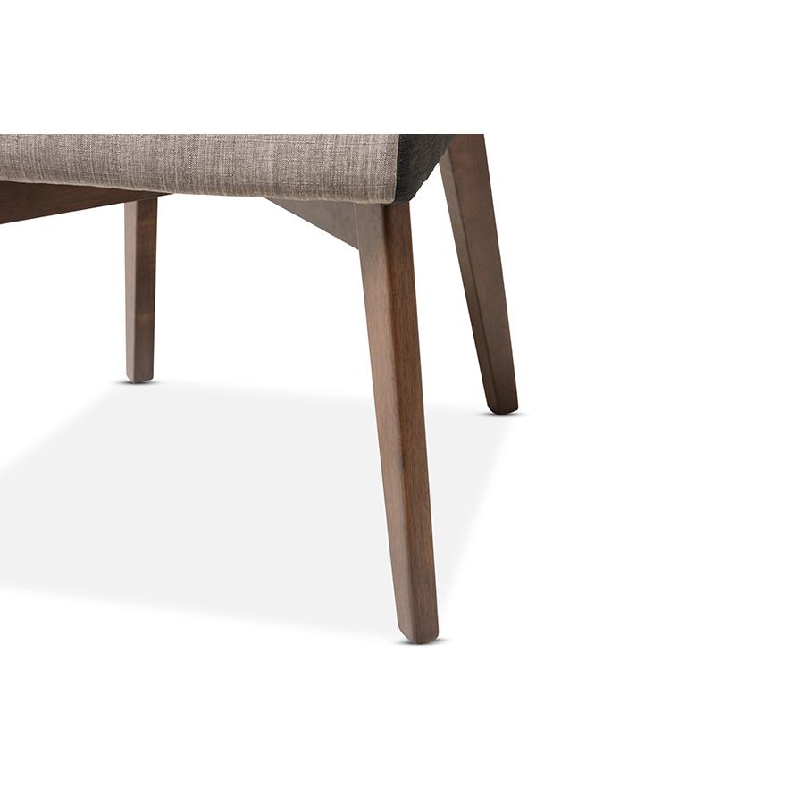 Kimberly Mid-Century Modern Beige and Brown Fabric Dining Chair (Set of 2). Picture 5