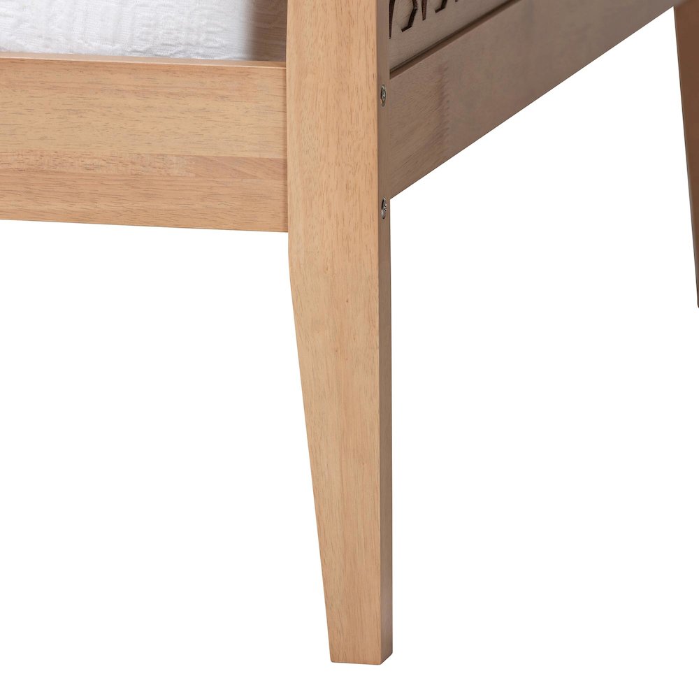 Lara Twin Daybed - Modern Wood Bed Frame with Wraparound Laser-Cut, Oak Brown. Picture 5