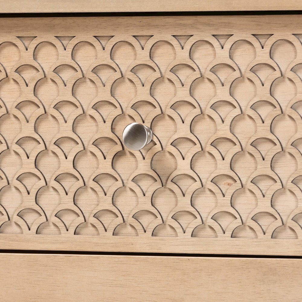 Lara Dresser - 6-Drawer Bedroom Storage Chest with Laser-Cut, Oak Brown. Picture 5