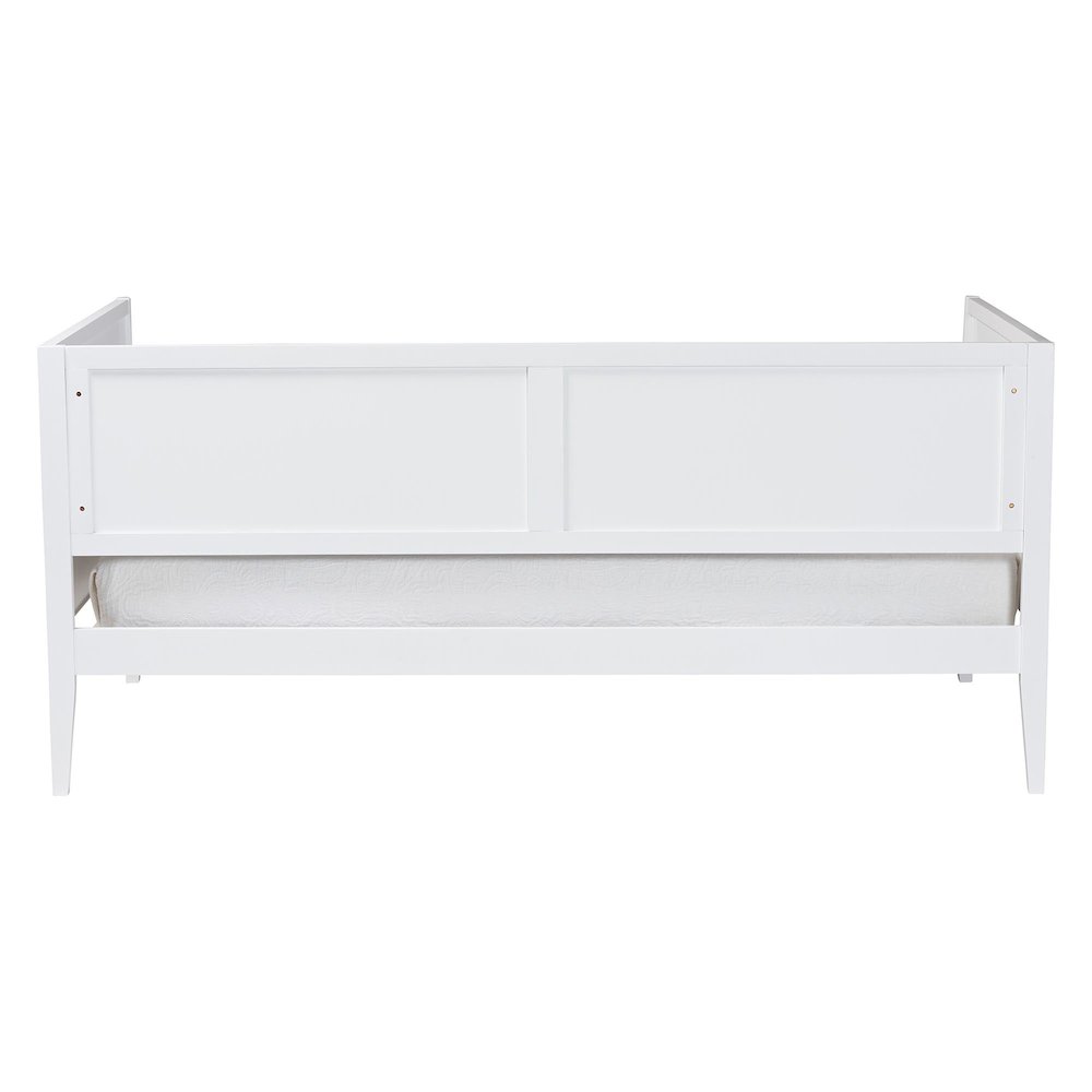 Lara Twin Daybed - Modern Wood Bed Frame with Wraparound Laser-Cut, White. Picture 3