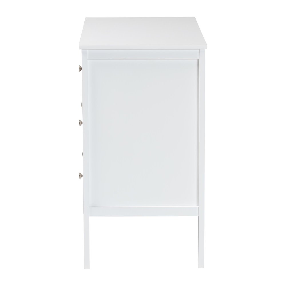 Lara Dresser - 6-Drawer Bedroom Storage Chest with Laser-Cut Geometric, White. Picture 4