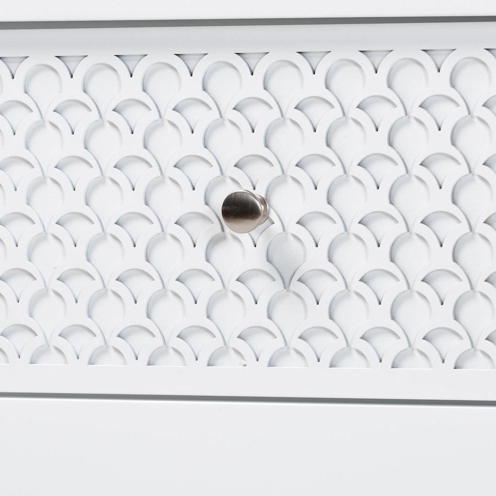 Lara Dresser - 6-Drawer Bedroom Storage Chest with Laser-Cut Geometric, White. Picture 5