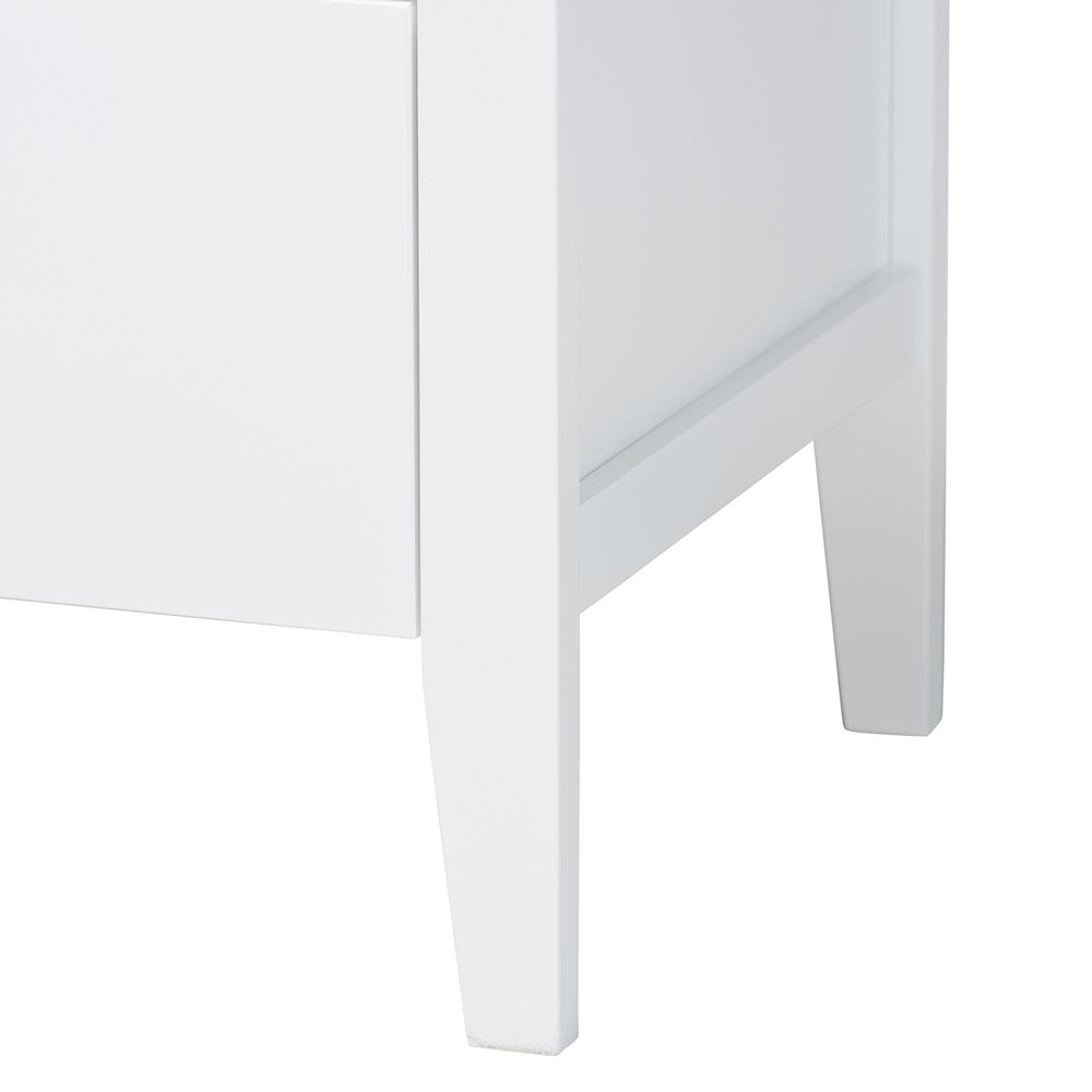 Lara Nightstand - 2-Drawer Bedside Table with Laser-Cut Geometric, White. Picture 6