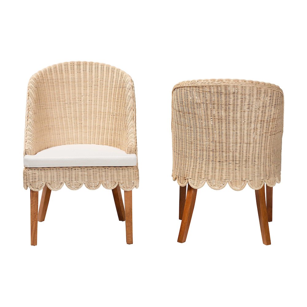 Mabel Natural Rattan 2-Piece Dining Chair Set - Handwoven Wicker Accent Chair. Picture 2