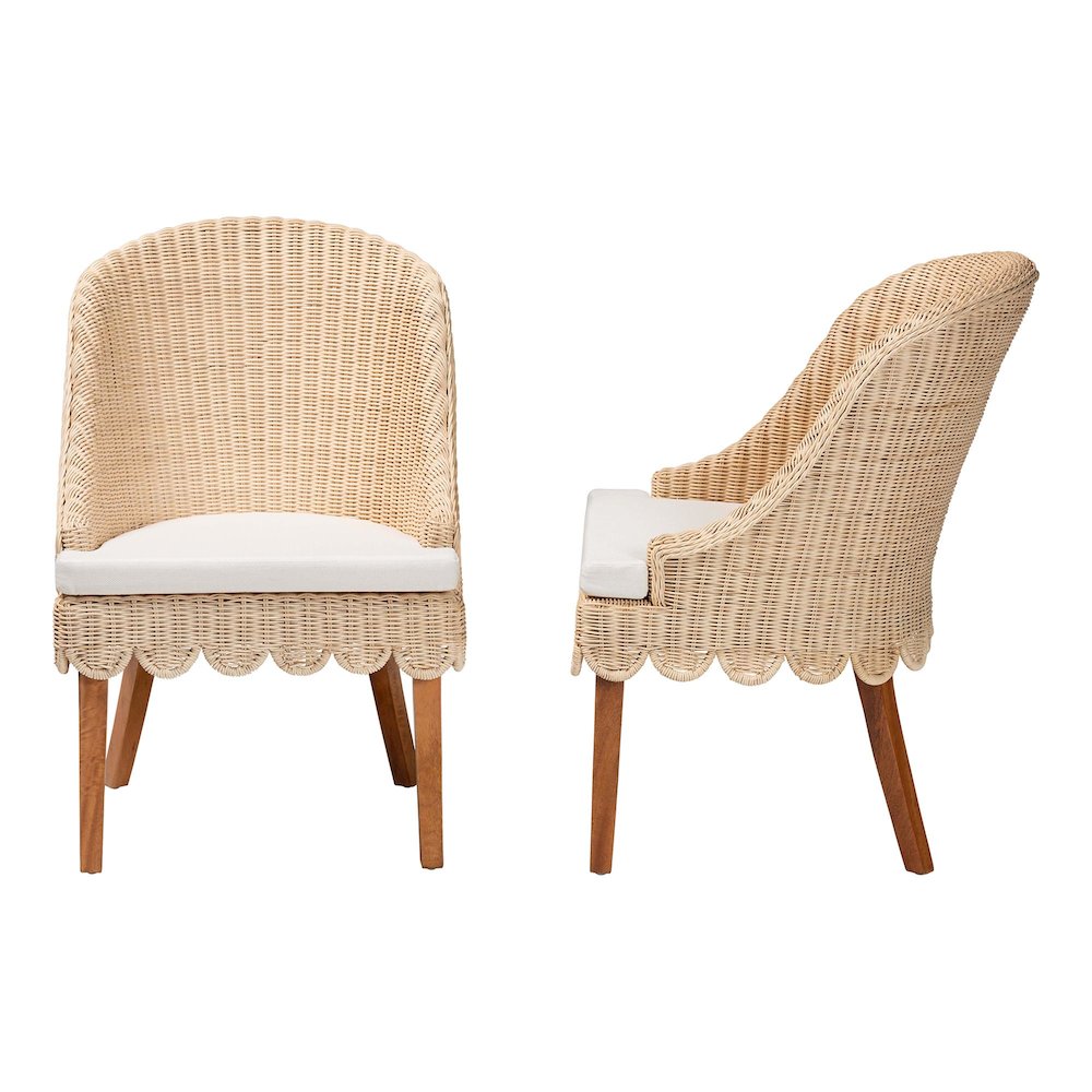 Mabel Natural Rattan 2-Piece Dining Chair Set - Handwoven Wicker Accent Chair. Picture 3
