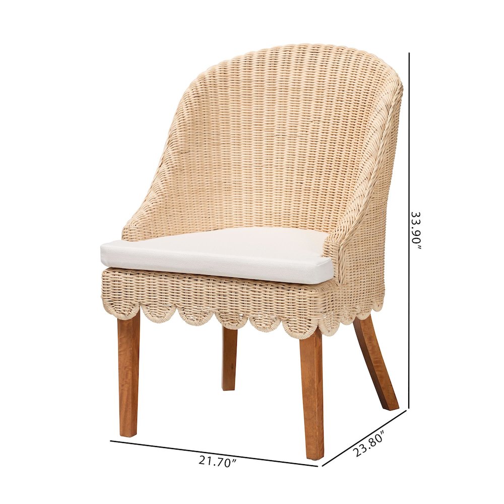 Mabel Natural Rattan 2-Piece Dining Chair Set - Handwoven Wicker Accent Chair. Picture 8