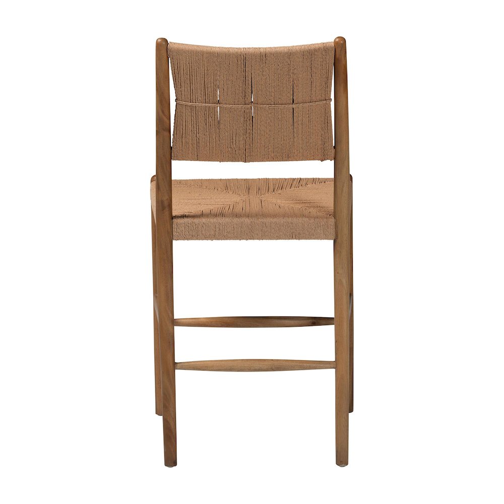 Alva Paper Loom Woven Counter Stool - Handwoven Accent Stool with Mahogany Wood. Picture 4