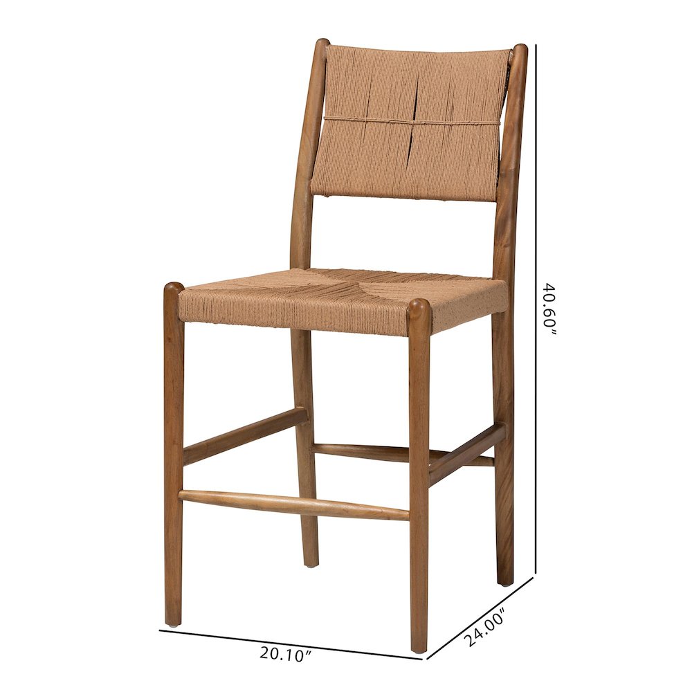Alva Paper Loom Woven Counter Stool - Handwoven Accent Stool with Mahogany Wood. Picture 9