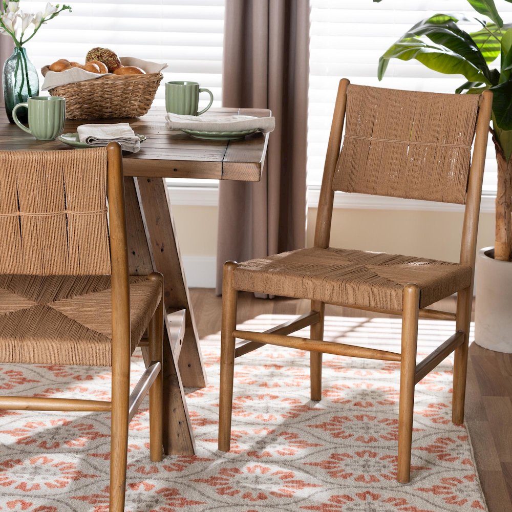 Alva Paper Loom Woven 2-Piece Dining Chair Set - Handwoven Side Chair with. Picture 7