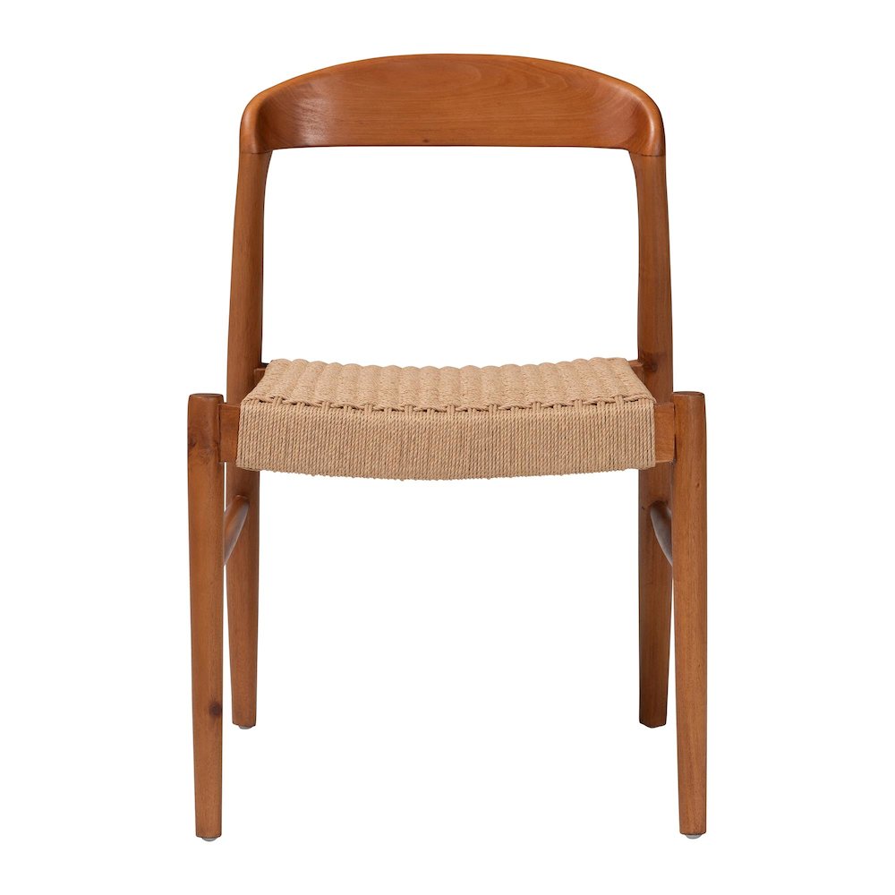 Lorena Paper Loom Woven Dining Chair - Mahogany Wood Frame Accent Chair with. Picture 2