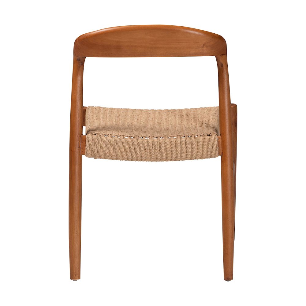Lorena Paper Loom Woven Dining Chair - Mahogany Wood Frame Accent Chair with. Picture 4