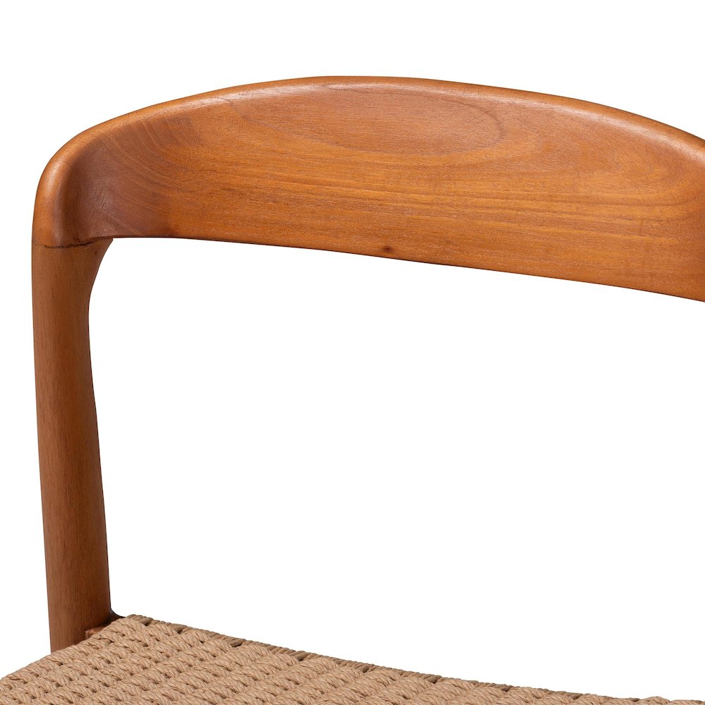 Lorena Paper Loom Woven Dining Chair - Mahogany Wood Frame Accent Chair with. Picture 5