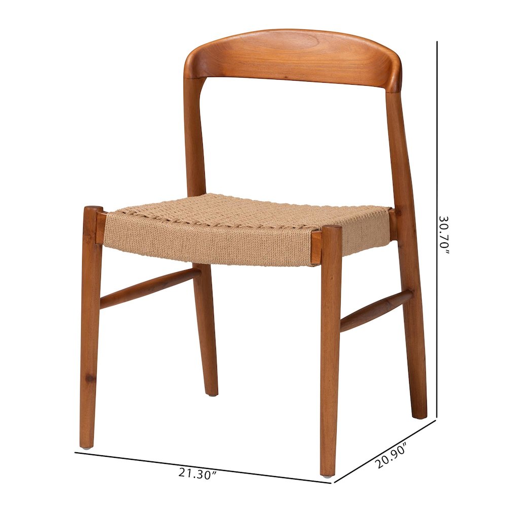 Lorena Paper Loom Woven Dining Chair - Mahogany Wood Frame Accent Chair with. Picture 9