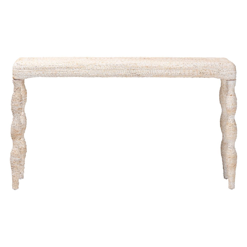Lejane Woven Seagrass Console Table - Handwoven Wicker Waterfall Accent Table. Picture 2