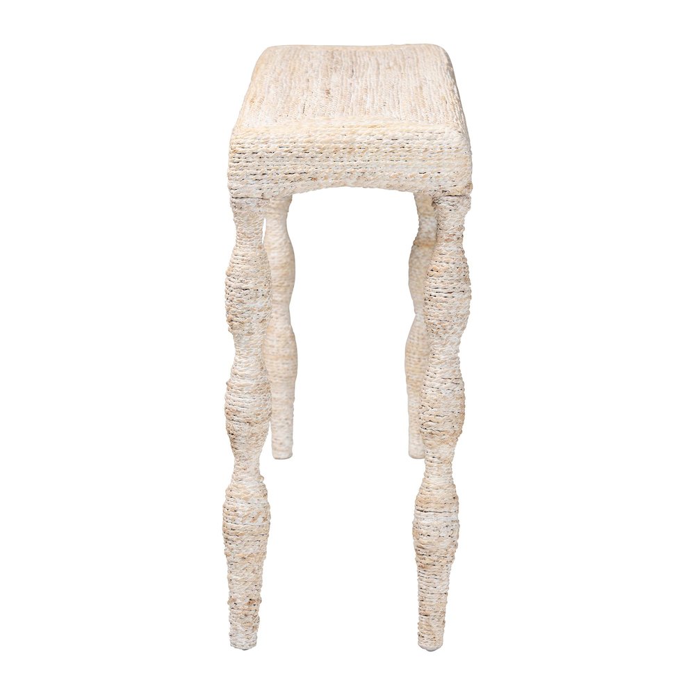 Lejane Woven Seagrass Console Table - Handwoven Wicker Waterfall Accent Table. Picture 3