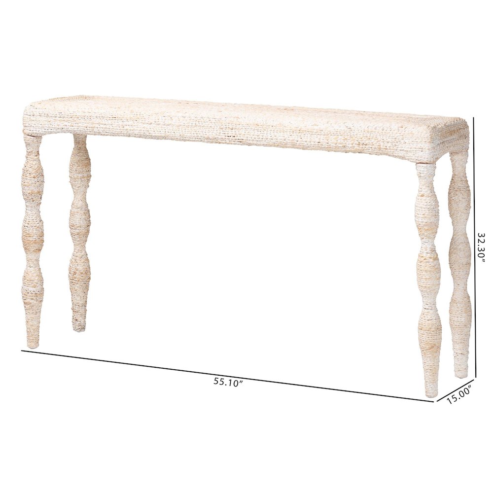 Lejane Woven Seagrass Console Table - Handwoven Wicker Waterfall Accent Table. Picture 7
