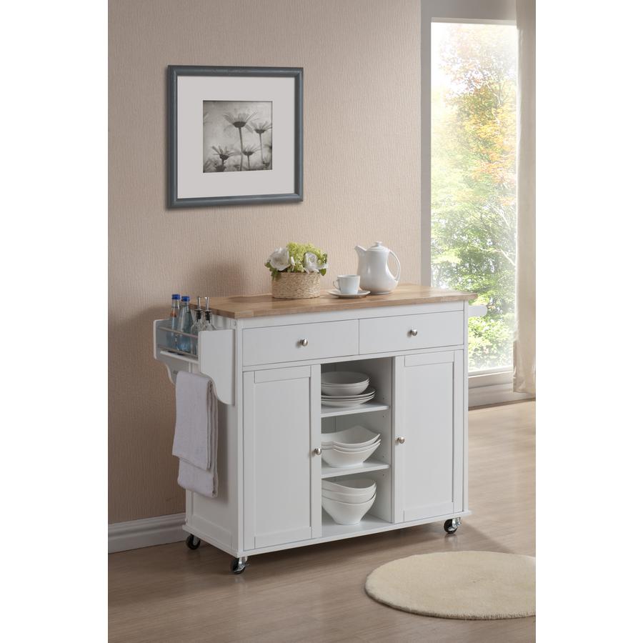 Meryland White Modern Kitchen Island Cart. Picture 1