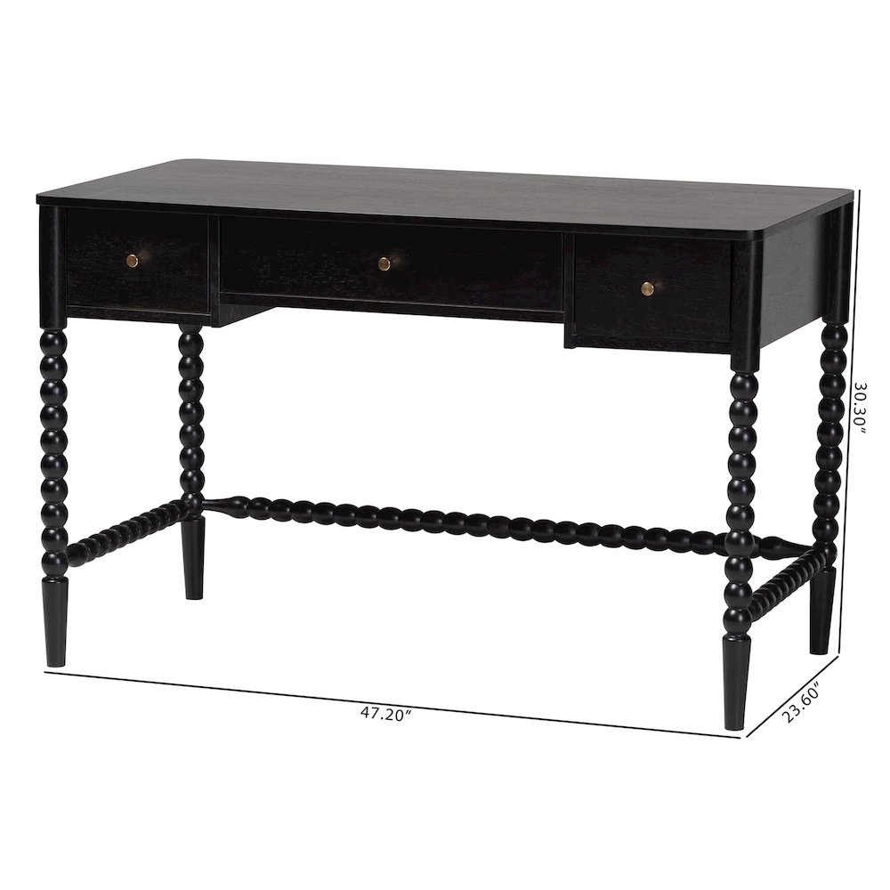 Lucera Bobbin Writing Desk, Black. Picture 11