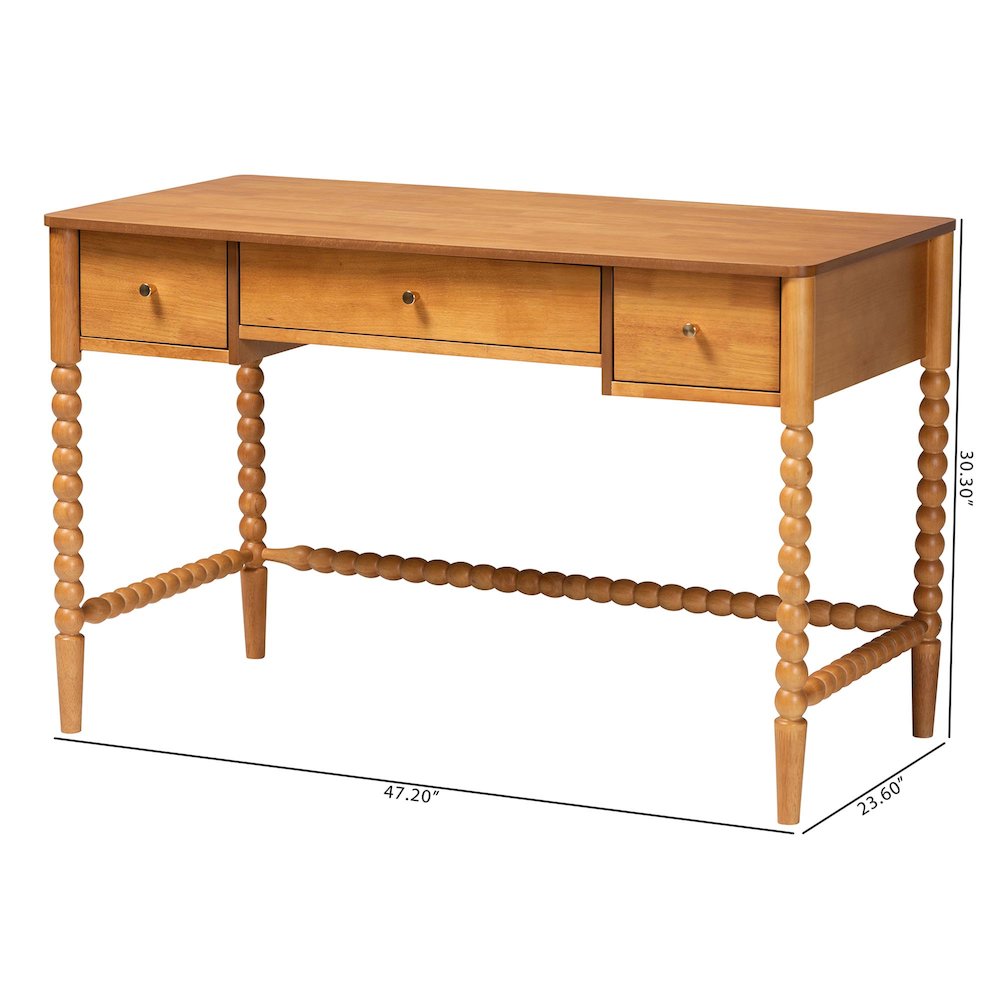 Lucera Bobbin Writing Desk, Oak Brown. Picture 11
