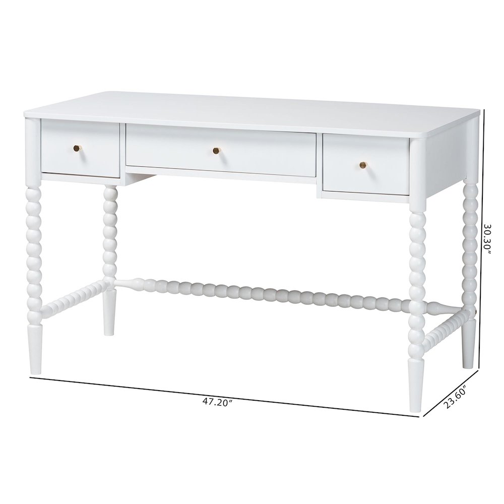 Lucera Bobbin Writing Desk, White. Picture 11