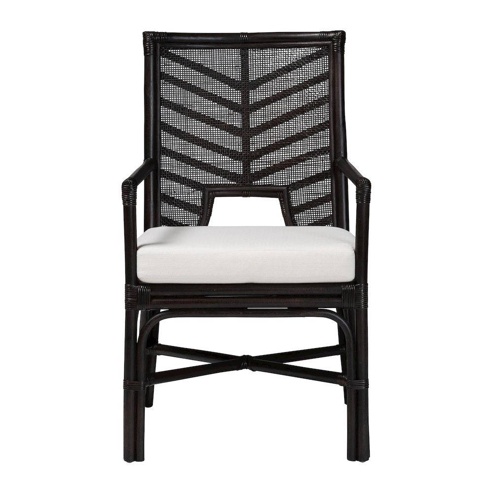 Oscar Natural Rattan Dining Chair - Handwoven Wicker Accent Chair with Chevron. Picture 2