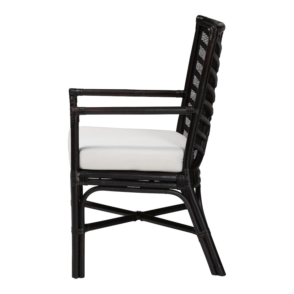 Oscar Natural Rattan Dining Chair - Handwoven Wicker Accent Chair with Chevron. Picture 3