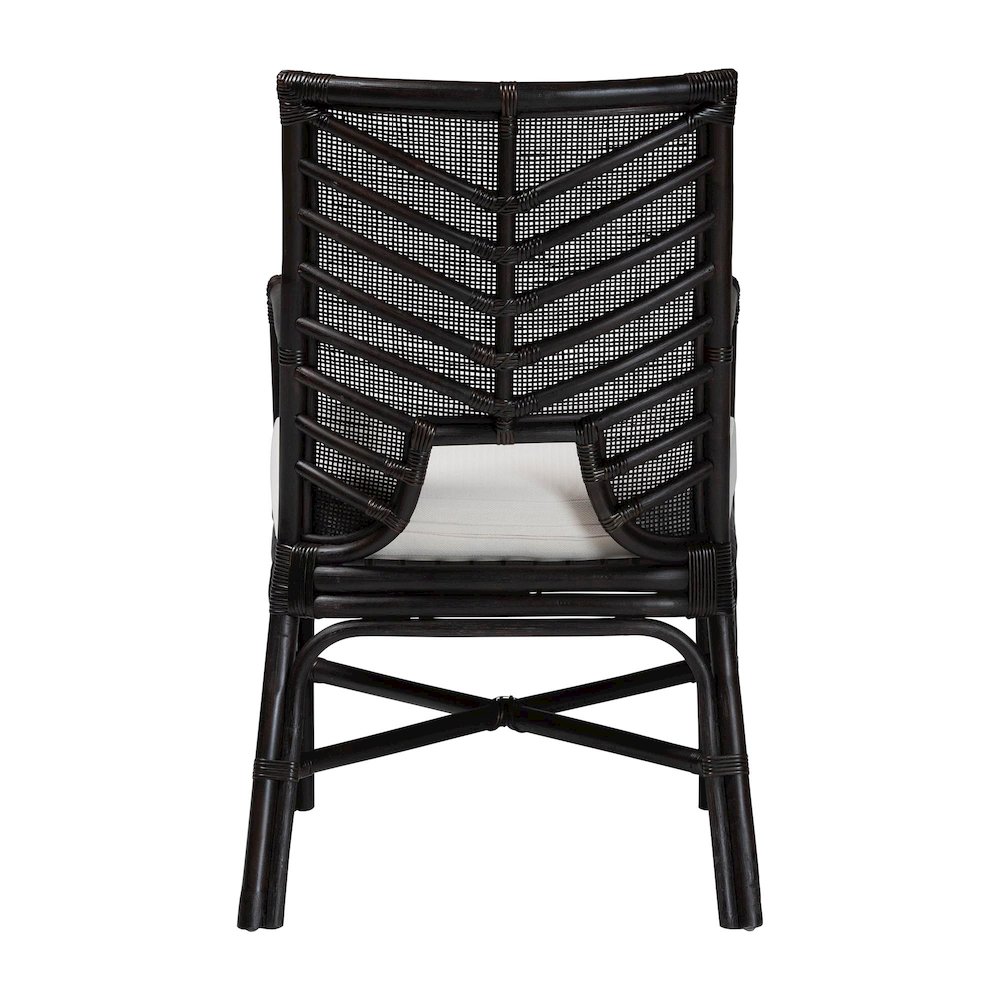 Oscar Natural Rattan Dining Chair - Handwoven Wicker Accent Chair with Chevron. Picture 4