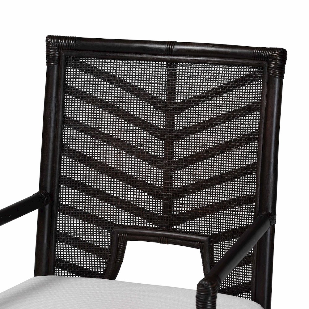 Oscar Natural Rattan Dining Chair - Handwoven Wicker Accent Chair with Chevron. Picture 5