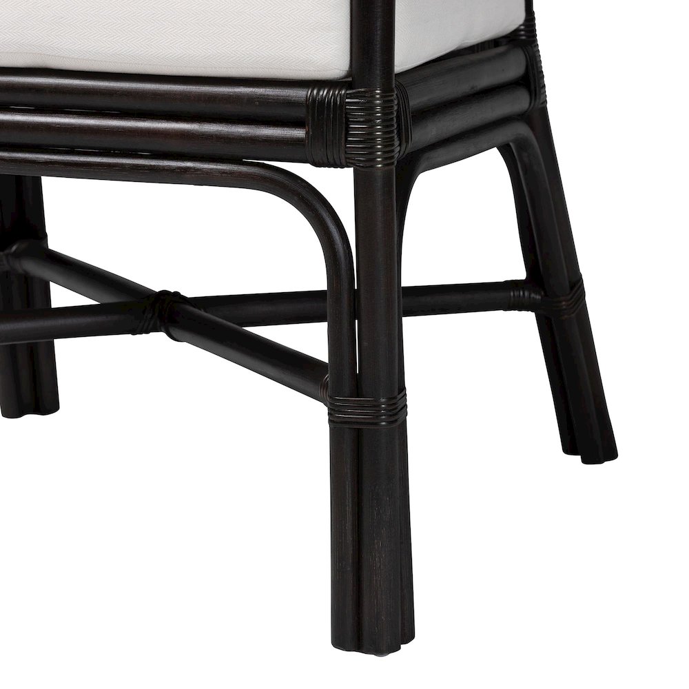 Oscar Natural Rattan Dining Chair - Handwoven Wicker Accent Chair with Chevron. Picture 6