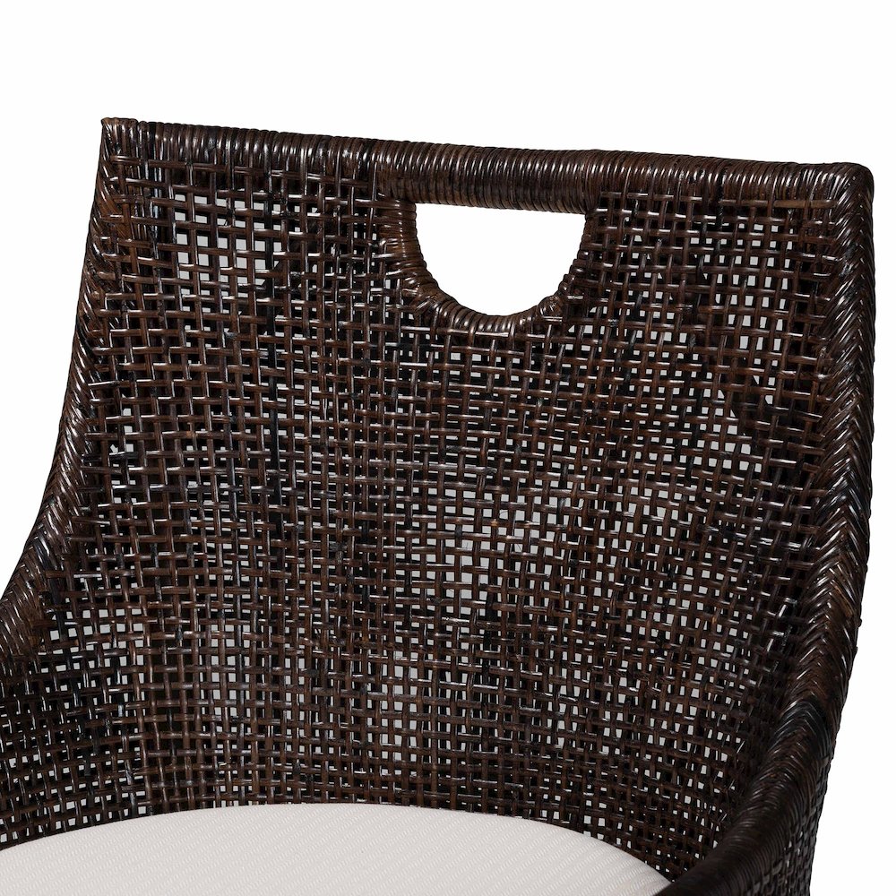 Petra Natural Rattan Counter Stool - Handwoven Wicker Accent Stool, Espresso. Picture 5
