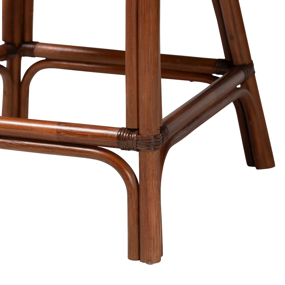 Petra Natural Rattan Counter Stool - Handwoven Wicker Accent Stool, Espresso. Picture 6