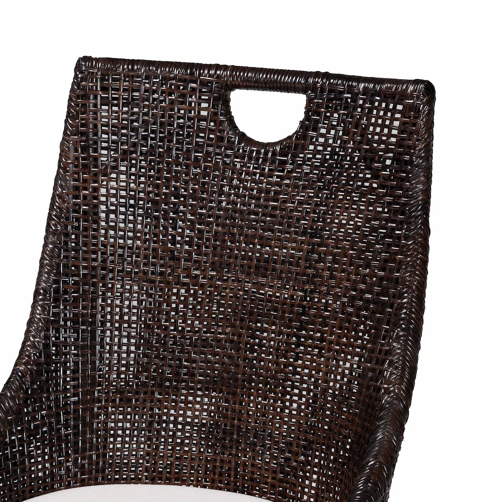 Petra Natural Rattan 2-Piece Dining Chair Set - Handwoven Wicker, Espresso. Picture 4