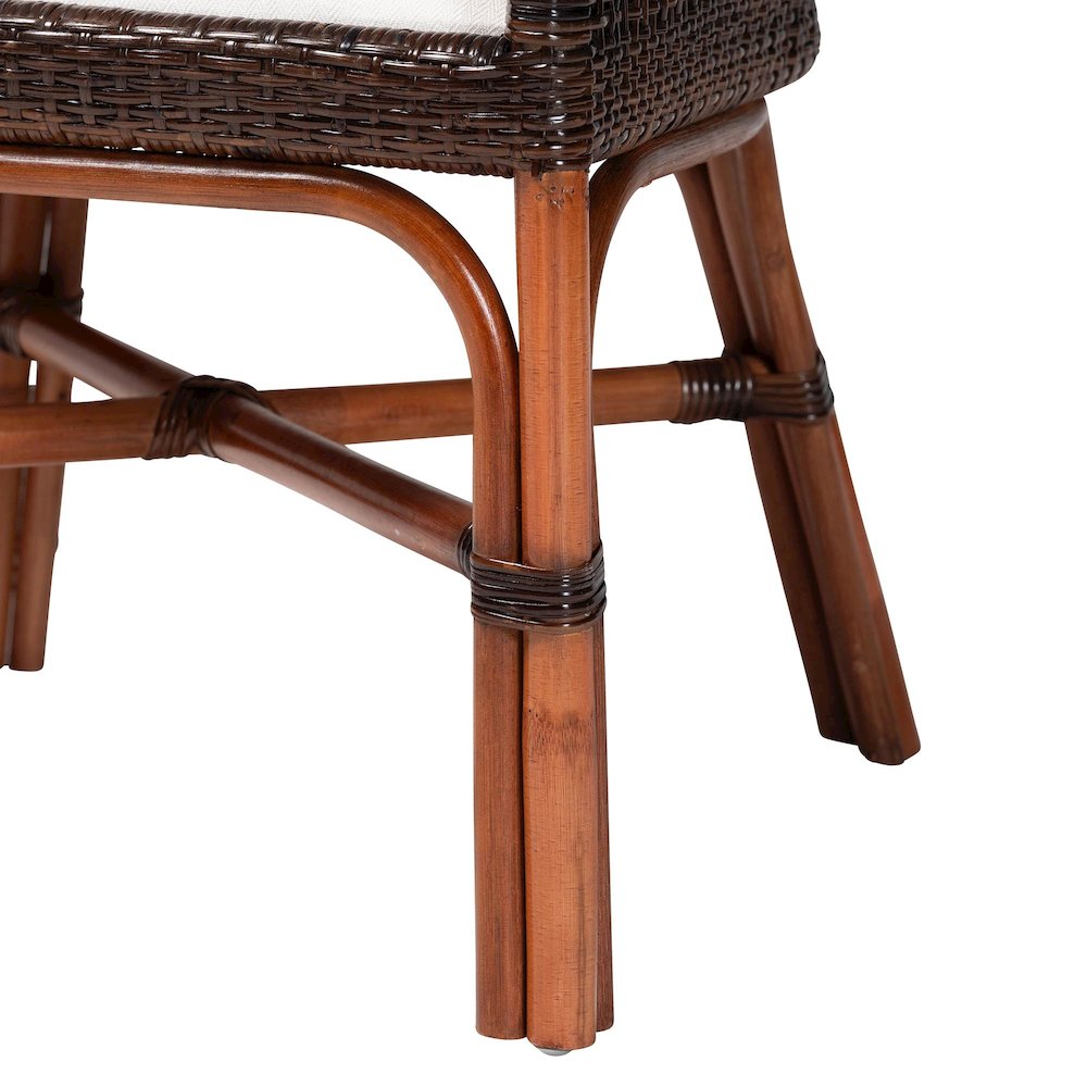 Petra Natural Rattan 2-Piece Dining Chair Set - Handwoven Wicker, Espresso. Picture 5
