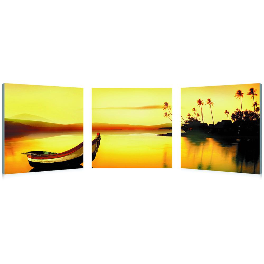 Golden Sunset Mounted Photography Print Triptych Multi. Picture 1