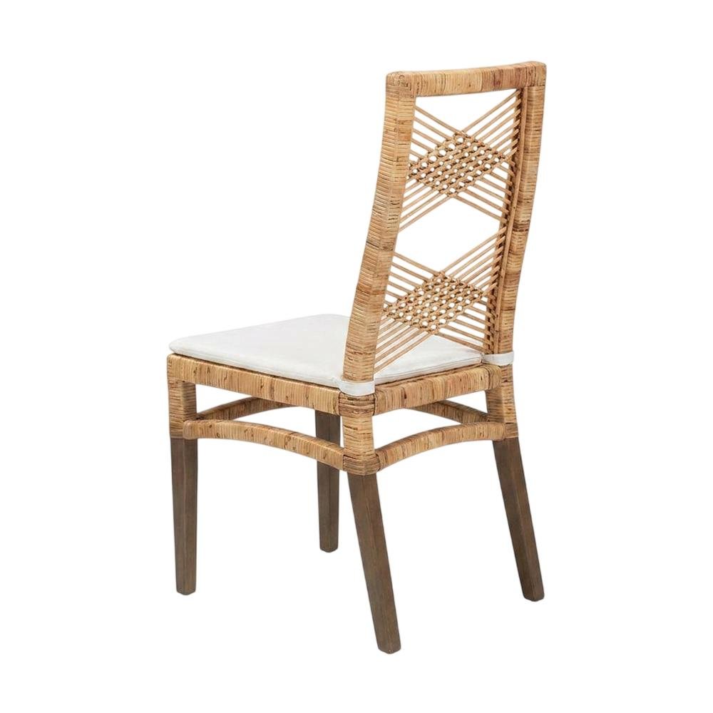 Rattan Dining Chair, White/Natural Brown. Picture 4