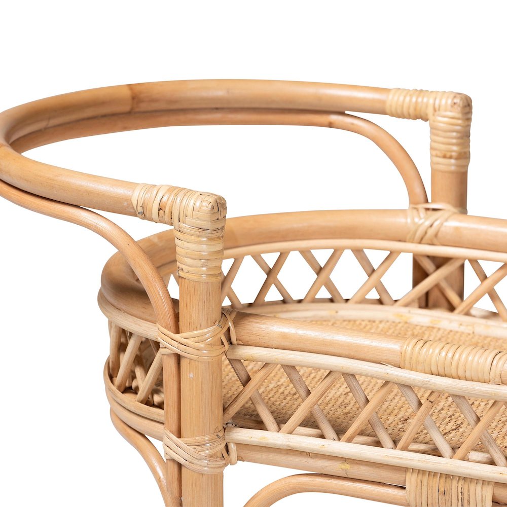Raul Natural Rattan Kitchen Cart - 2-Tier Handwoven Wicker Storage Trolley with. Picture 5
